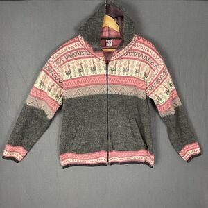 Andino Artesanias Hoodie Womens M Alpaca Pink Western Warm Sweater Vintage
